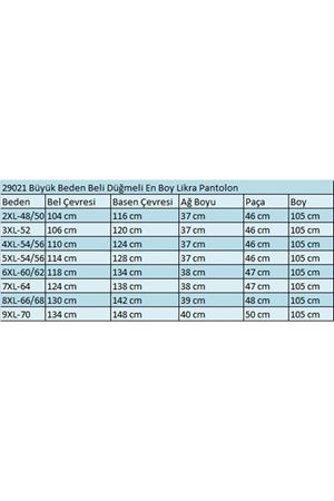 29021 Büyük Beden Beli Düğmeli En Boy Likra Pantolon - Kahve