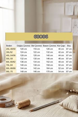 68086 Büyük Beden Eteği Oval Kesim Modal Tunik - Bej