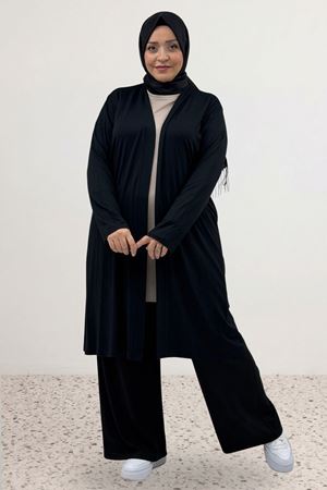 43008 Büyük Beden Penye Ceket - Siyah