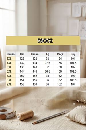 59002 Büyük Beden Pile Detaylı Penye Pantolon - Siyah