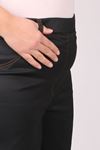 F-9142-3 Büyük Beden Mat Deri Görünümlü Bol Paça Kot Pantolon - Siyah