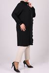 S-28000 Büyük Beden Taş Detaylı Medine İpeği Gömlek - Siyah