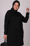S-28126 Büyük Beden Basic İki İplik  Tunik - Siyah 