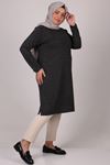 28136 Büyük Beden Basic Triko Tunik - Siyah