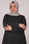 28136 Büyük Beden Basic Triko Tunik - Siyah