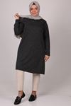 28136 Büyük Beden Basic Triko Tunik - Siyah