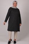 28136 Büyük Beden Basic Triko Tunik - Siyah