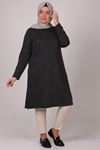 28136 Büyük Beden Basic Triko Tunik - Siyah