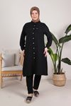 S-2314 Büyük Beden Tesettür Dokuma Basic Tunik Siyah
