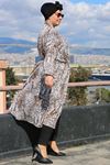 33014 Büyük Beden Desenli  Jesica Kolu Lastikli Kimono-Leopar