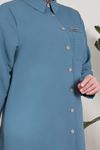 S-2314 Büyük Beden Tesettür Dokuma Basic Tunik Gök Mavi