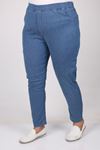 S-9109-16 Büyük Beden Beli Lastikli Dar Paça Kot Pantolon-Açık Mavi 