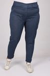 S-9109-16 Büyük Beden Beli Lastikli Dar Paça Kot Pantolon-Açık Lacivert