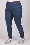 S-9109-16 Büyük Beden Beli Lastikli Dar Paça Kot Pantolon-Mavi