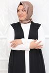 S-34008 Büyük Beden Mina Giy-Çık Yelek - Siyah