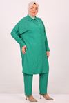 SHRNR470030 Büyük Beden Taş Baskılı Keten Airobin Pantolonlu Takım-Benetton 