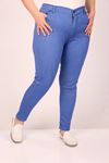 9183-9 Büyük Beden Dar Paça Uzun Boy Kot Pantolon - Mavi