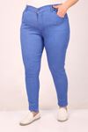 9183-9 Büyük Beden Dar Paça Uzun Boy Kot Pantolon - Mavi