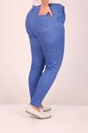 9183-9 Büyük Beden Dar Paça Uzun Boy Kot Pantolon - Mavi