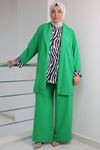 SHRNR473080 Büyük Beden Burbery Krep Üçlü Takım - Benetton / Zebra 