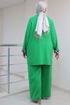SHRNR473080 Büyük Beden Burbery Krep Üçlü Takım - Benetton / Zebra 