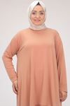 37017 Büyük Beden Sandy-Şifon Pantolonlu Takım- Somon