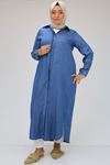48053 Büyük Beden Liyosel Kot Tunik - Mavi