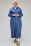 48053 Büyük Beden Liyosel Kot Tunik - Mavi