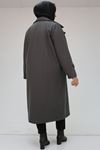 23085 Büyük Beden Blazer Yaka Kaşe Kaban - Antrasit