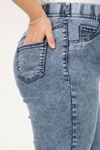 9137-16 Büyük Beden Beli Lastikli İspanyol Paça  Kot Pantolon - Mavi