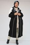 43046 Büyük Beden Kıstırma Biyeli Reglan Kol Osyho Kap - Siyah