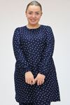 F-47810 Büyük Beden Kolu Lastikli Micro Süet Pijama Takımı - Lacivert