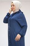 F-43004 Büyük Beden Çıtçıtlı Penye Ceket - Lacivert