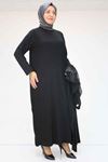 57203 Büyük Beden Sandy-Pul Payet Yelek-Elbise - Siyah