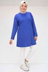 38500 Büyük Beden Penye Basic Tunik - İndigo