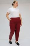 59008 Büyük Beden Beli Lastikli Duble Paça Pantolon - Bordo