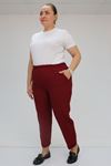 59008 Büyük Beden Beli Lastikli Duble Paça Pantolon - Bordo