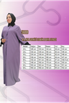 56008 Büyük Beden Kol Garnili Etamin Abaya Ferace - Kahve - Vizon