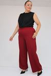 59017 Büyük Beden Beli Lastikli Bolpaça Pantolon - Bordo