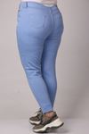 F-9183-6 Büyük Beden Dar Paça Uzun Boy Kot Pantolon - Buz Mavi