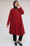 58108 Büyük Beden Mevlana Kesim Mir Tunik - Bordo