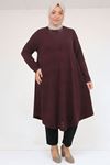 58147 Büyük Beden Mevlana Kesim Mir Tunik - Mürdüm