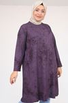 58153 Büyük Beden Basic Batik Modal Tunik - Batik Mürdüm