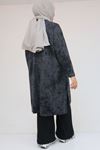 58163 Büyük Beden Eteği Simetri Kesim Batik Tunik - Siyah
