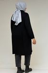 58175 Büyük Beden Boğazlı Yaka Basic Penye Tunik - Siyah