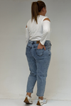 9125-6 Büyük Beden Boy Friend Kot Pantolon -Buz Mavi