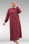 62007 Büyük Beden Kolu Lastikli Elbise - Bordo
