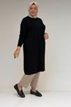 38501 Büyük Beden Basic Penye Tunik -  Siyah