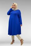 28016 Büyük Beden Penye Mevlana Tunik - Saks