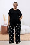 67808 Büyük Beden Kombinli Modal -Milan Pijama Takımı - Ayıcık Desenli